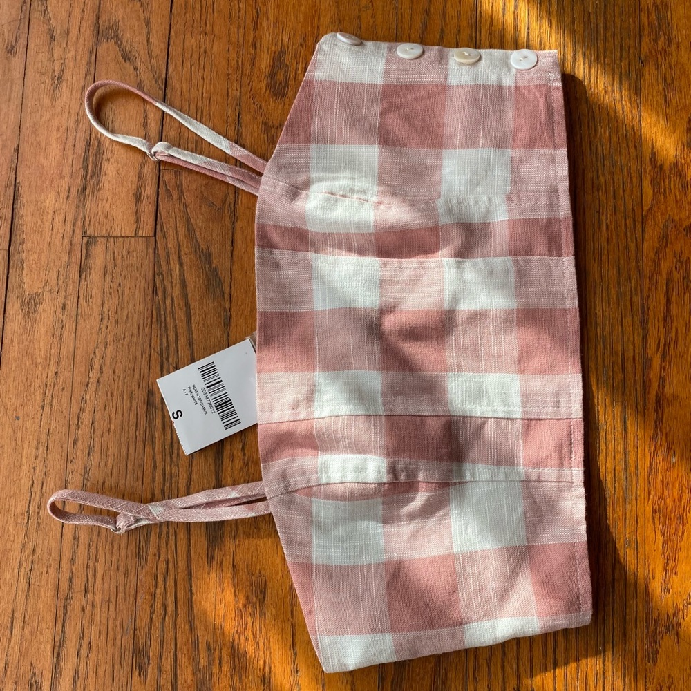 Pink and white cami crop top.